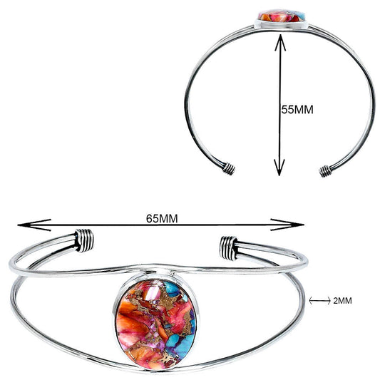 Premium Kingman Orange Dahlia Turquoise Cuff Bangle Bracelet B-1013 30-EB10269